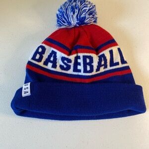 Baseball Swag USA Red, White & Blue Knit Winter Hat With Pom Pom (D5)